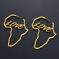 Anniyo African Symbol Earrings Gold Color Stainless Steel Adinkra Nyame Earrings Stud Ethnic large Jewelry Love  #131121