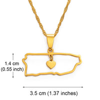 Anniyo  Heart Puerto Rico Pendant Necklaces Gold Color PR Puerto Ricans Map Jewelry party Items #145121