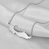 Anniyo 4CM Stainless Steel Curacao Map Pendant and Necklaces Gold Color/Silver Color Charm Jewellery for Women Girls @230621