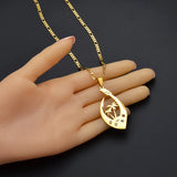 Anniyo Coconut Tree and Flowers Guam Pendant Necklaces for Women Men Gold Color Guam Jewelry #128521