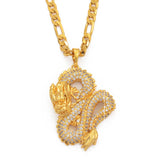 Anniyo Dragon Model Pendant Necklaces Women Men Gold Color Jewellery Cubic Zirconia Mascot Ornaments Lucky Symbol  @067104