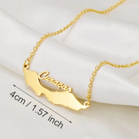Anniyo 4CM Stainless Steel Curacao Map Pendant and Necklaces Gold Color/Silver Color Charm Jewellery for Women Girls @230621