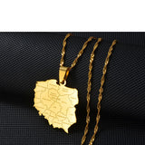 Anniyo 3.1CM Polska Map & City Name Pendant Necklaces for Women Girls Jewelry Maps of Poland Chains #244621