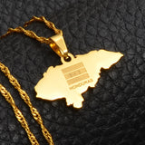 Anniyoc Honduras Map Flag Pendant Necklaces for Women Gold Color Charm Maps Jewelry Patriotic Bests #017421