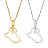 Anniyo Heart Iraq Map Pendant Necklace Silver Color/Gold Color Jewelry Map Of Iraq Necklaces #160521