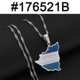 Anniyoc Nicaragua Map Flag Pendant Necklaces for Women Gold Color Charm Nicaraguans Maps Jewelry Patriotic s #176521