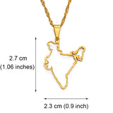 Anniyo 2.7CM Contour Design India Map Pendant Necklaces Silver Color/Gold Color Ethnic Jewelry #148421