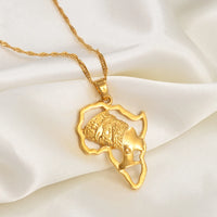 Anniyo Africa Map and Queen Head Pendant Necklace Women Traditional Cultural Ornaments Holiday Wedding Party Items @@128316
