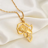 Anniyo Africa Map and Queen Head Pendant Necklace Women Traditional Cultural Ornaments Holiday Wedding Party Items @@128316