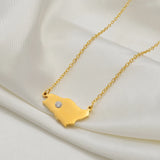 Anniyo Saudi Arabia Map With White Stone Charm Pendant Necklace Kingdom of Saudi Arabia Jewelry Women Girls  #252521