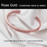 Anniyo Personalized Name Cuff Bracelets Cuff Bangles Women Girls Jewelry Customize Print Letter #112021