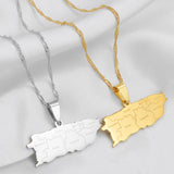Anniyo Puerto Rico Map With Cities Pendant Necklaces Gold Color Silver Color PR Puerto Ricans Jewelry #267121