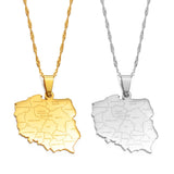 Anniyo 3.1CM Polska Map & City Name Pendant Necklaces for Women Girls Jewelry Maps of Poland Chains #244621