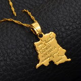 Anniyo Democratic Republic of the Congo Small Map Gold Color DRC Pendant Necklace Chain 45cm/60cm Jewelry For Women Girl #201610