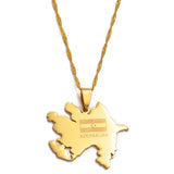 Anniyo Gold Color Azerbaijan Map & Flag Pendant Necklaces Azerbaycan of Maps Jewelry  #010521