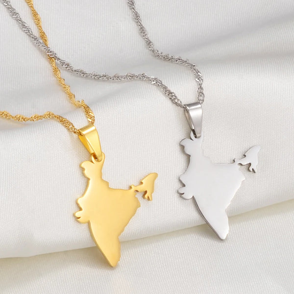 Anniyo India Map Pendant Necklaces Silver Color/Gold Color Charms Indian Jewelry @172421