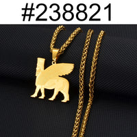 Anniyo Ashur Pendant Necklaces for Women Men Lama,Lamma,Lamassu is an Assyrian Protective Deity Jewelry #238821