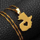 Anniyo Guatemala Map Pendant Necklaces for Women Girls Gold Color Jewelry Map of Guatemala #004021