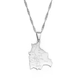 Anniyoc Bolivia Map Country Cities Name Pendant Necklaces for Women Gold Color Bolivians Maps Jewelry Patriotic  #174221