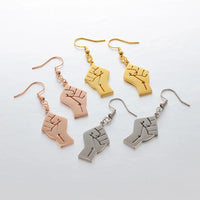 Anniyo 2.8CM Black Lives Matter Fist Symbol Earrings Rose Gold Plated,Silver Color Stainless Steel BLM African  Jewelry #200421
