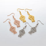 Anniyo 2.8CM Black Lives Matter Fist Symbol Earrings Rose Gold Plated,Silver Color Stainless Steel BLM African  Jewelry #200421