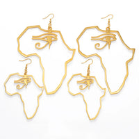Anniyo African Map Ancient Egyptian Eye of Horus Exaggerate Larger Earring Amulet Egypt Traditional Ethnic Hyperbole #158221