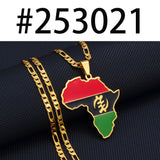 Anniyo Africa Map & Egypt Eye Ankh Gye Nyame Charm Pendant Necklace African Traditional Cultural Symbols Jewelry Unisex #252821