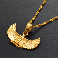 Anniyo Fab Egyptian Goddess Necklace Silver Color/Gold Color Wing Chains Ankh Bib Wicca Pagan Jewelry Egypt Religion #220206