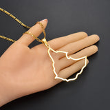 Anniyo 6.5CM Big Size Ethiopian Map Pendant Necklaces for Women Men Gold Color Jewelry @117721