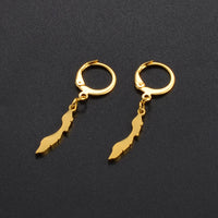 Anniyo 2CM Curacao Map Stud Earrings for Women Girls Gold Color and Stainless Steel Base Jewelry Maps @262621