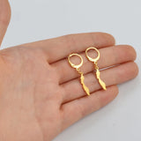 Anniyo 2CM Curacao Map Stud Earrings for Women Girls Gold Color and Stainless Steel Base Jewelry Maps @262621