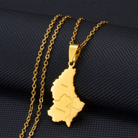 Anniyo Luxembourg Map City Name Pendant Necklaces Letzebuerg of Maps Jewelry  #270221