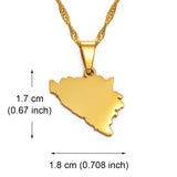 Anniyo 1.8CM Small Size Bosnia and Herzegovina Map Pendant Necklaces Women Girls Charm Bosna Hercegovina Maps Jewelry #147021