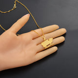Anniyo Heart Puerto Rico Map Pendant Necklaces PR Puerto Ricans Jewelry @124821