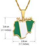 Anniyo Nigeria Map Flag Pendant Necklaces Gold Color Nigerian Maps Jewelry Patriotic  #136621