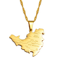 Anniyo Sint Maarten and Saint-Martin Island Map Pendant Necklaces Saint Martin SXM Jewelry @247621