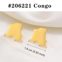 Anniyo Stud Earrings Zimbabwe Nigeria Kenya Congo Ghana Cameroon Map Jewelry for Women Girls Gold Color African Earrings #205821
