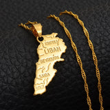 Anniyo Liban Map Pendants Chain Necklaces for Women Girls Gold Color Jewelry Lebanon Maps #007410