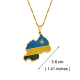 Anniyo Rwanda Map Flag Pendant Necklace Rwandans African Jewelry #234321