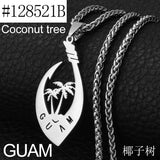 Anniyo Coconut Tree and Flowers Guam Pendant Necklaces for Women Men Gold Color Guam Jewelry #128521