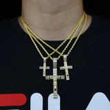 Iced Out Jesus Cross Pendant Necklace For Men Women Gold Color Bling 5A Geometric Zircon Religion Fashion Hip Hop Jewelry
