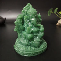 Ganesha Buddha Statue Elephant Hindu God Sculptures Figurines Resin Craft Man-made Jade Stone Ornaments Home Garden Decoration
