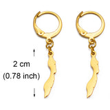 Anniyo 2CM Curacao Map Stud Earrings for Women Girls Gold Color and Stainless Steel Base Jewelry Maps @262621