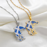 Anniyo Greece Map and Flag Pendants Necklaces Silver Color/Gold Color Greek Jewelry Patriotic  @241621