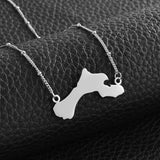 Anniyo Bonaire Map Pendant Bead Necklaces Antilles Women Girls Gold Color/Silver Color Stainless Steel Antilles Jewelry #151921