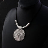 Long Ethnic Necklace with Circle Tribal Pendant Necklace for Women