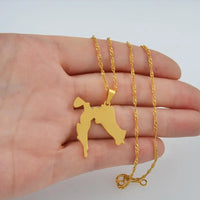 Anniyo Croatia Map Pendant Necklaces Gold Color Stainless Steel for Women Girls Maps of the Croatian Jewelry #045521