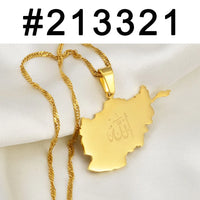 Anniyo Afghanistan Map With Allah Pendant Necklaces for Women Afghan Maps Islam Jewelry #213321