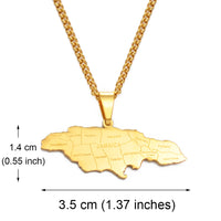 Anniyo Map of Jamaica With City Pendant Necklaces for Women Men Stainless Steel Jamaica Maps Chains Jewelry #071021P