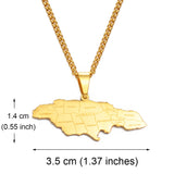Anniyo Map of Jamaica With City Pendant Necklaces for Women Men Stainless Steel Jamaica Maps Chains Jewelry #071021P
